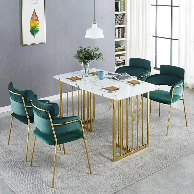 Wholesale Hotel Outdoor Restaurant Dining Chair Home Modern Furniture Velvet +Titanium Electroplate Gold Leg